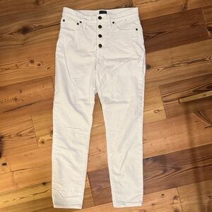 J. Crew 9” High Rise White skinny corduroy